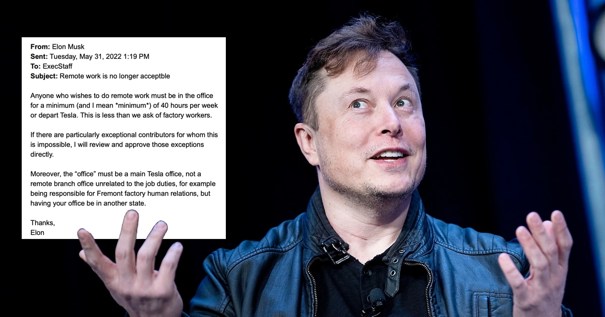 Elon Musk เชื่อ! ทำงานแบบ Remote สร้างโปรดักส์เจ๋งๆ ไม่ได้ สั่งให้ผู้บริหาร Tesla ต้องเข้ามาทำงานที่ออฟฟิศ
